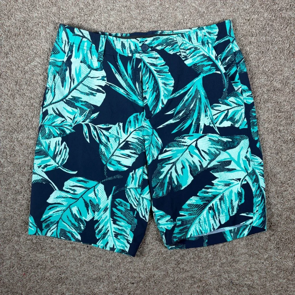 Under Armour Mens Size 34 Palm Leaf Print Golf Shorts Blue‎ Match Play